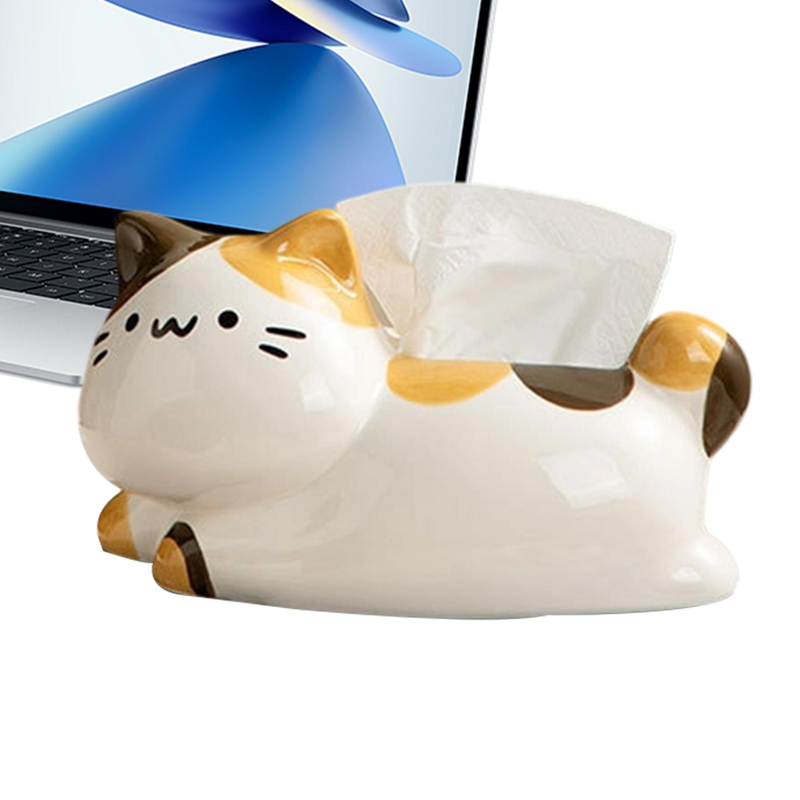 

Ceramic Cat Tissue Box Cat Design Facial Paper Dispenser Funny Kitten Tissue Holder For Countertop Vanity Nightstand Bedroom CHINA