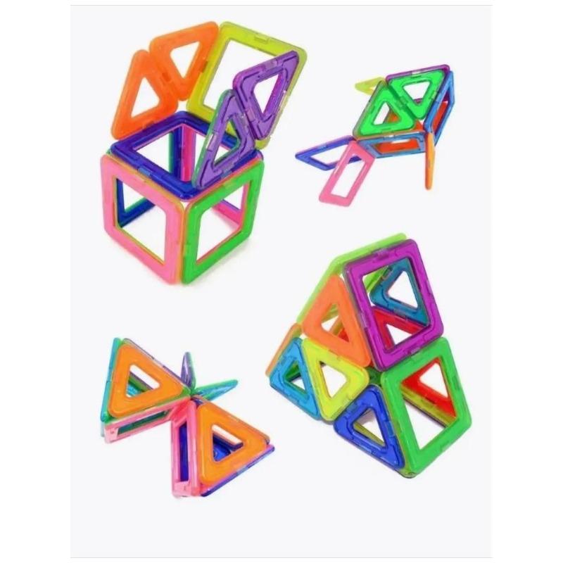 Magnetic Tile Constructor, 30 Pieces, 4 Shapes, Multi‑colored, Educational Toy for Children, Storage Box, Wheels and Instructions As a Gift.