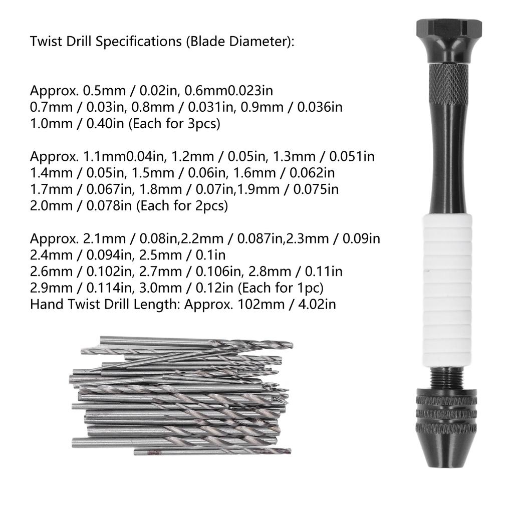 49Pcs/Set High Speed Steel Twist Drill Bits Set ABS Handle Manual Drill Bits for Wood Plastic Rubber Modeling DIY Tools