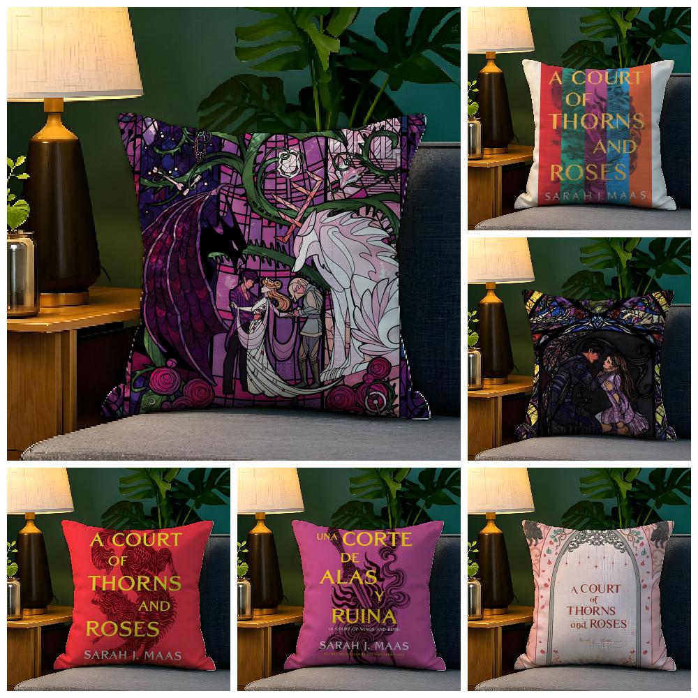 Fantasy Novel AA Court of Thorns and Roses Pillow Case Natural Linen Pillow Case DoubleSided Decor Sofa Pillowcase Home Decor