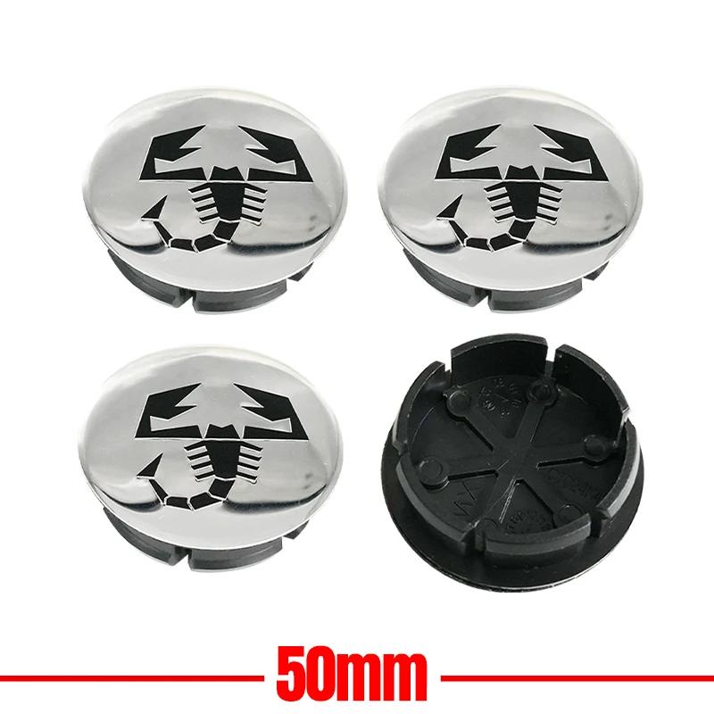 

4pcs 50mm Abarth 3D logo car emblem Wheel Center Hub Cap auto Rim refit dust-proof badge covers sticker styling accessories