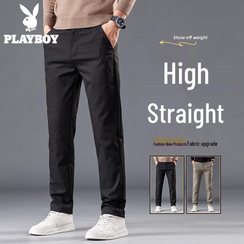 Playboy Men's Slim-Fit Straight Casual Pants