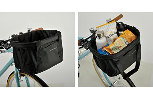 Captain Stag (CAPTAIN STAG) Front Basket, Detachable One-Touch Nylon Front Basket with Bracket, Black, YG-1336, 340mm Wide x 370mm Deep x 210mm High