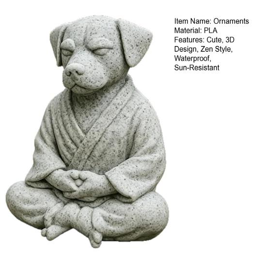 3D-gedruckte meditierende Hundestatue, Niedliche Zen-Welpen-Skulptur, Retro-Schreibtischdekoration für Zuhause & Büro, Einzigartiges Geschenk für Hundeliebhaber