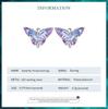 Bamoer 925 Sterling sølv lilla sommerfugl øredobber insekt øredobber for kvinner Bursdagsgave romantiske fine smykker