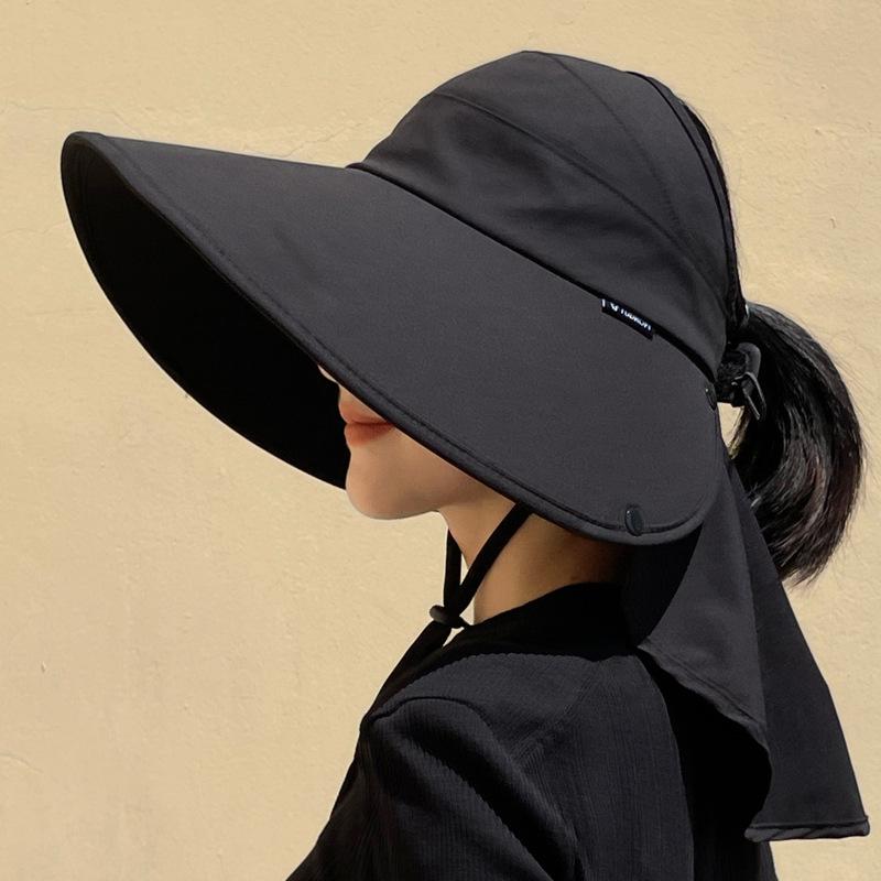

Wide Brim Open Top Sun Hat for Women - New Summer Lightweight & Foldable Outdoor Sun Hat with Face and Neck Protection Adjustable чёрный