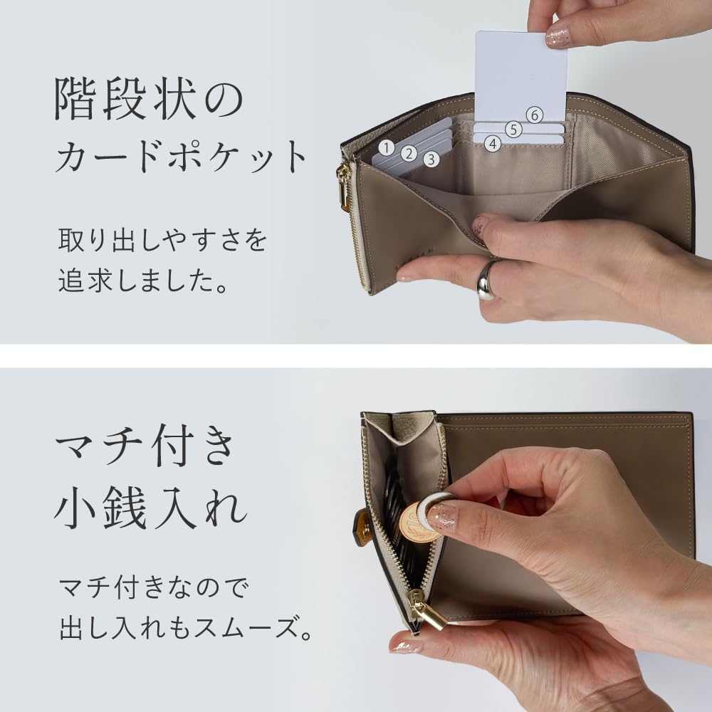 LASIEM Color Scheme x Mini Small Folding Compact Mini Genuine Skimming Celeste Blue x Gray (Lasiemu) [Special Compact] Women's Wallet, Wallet,