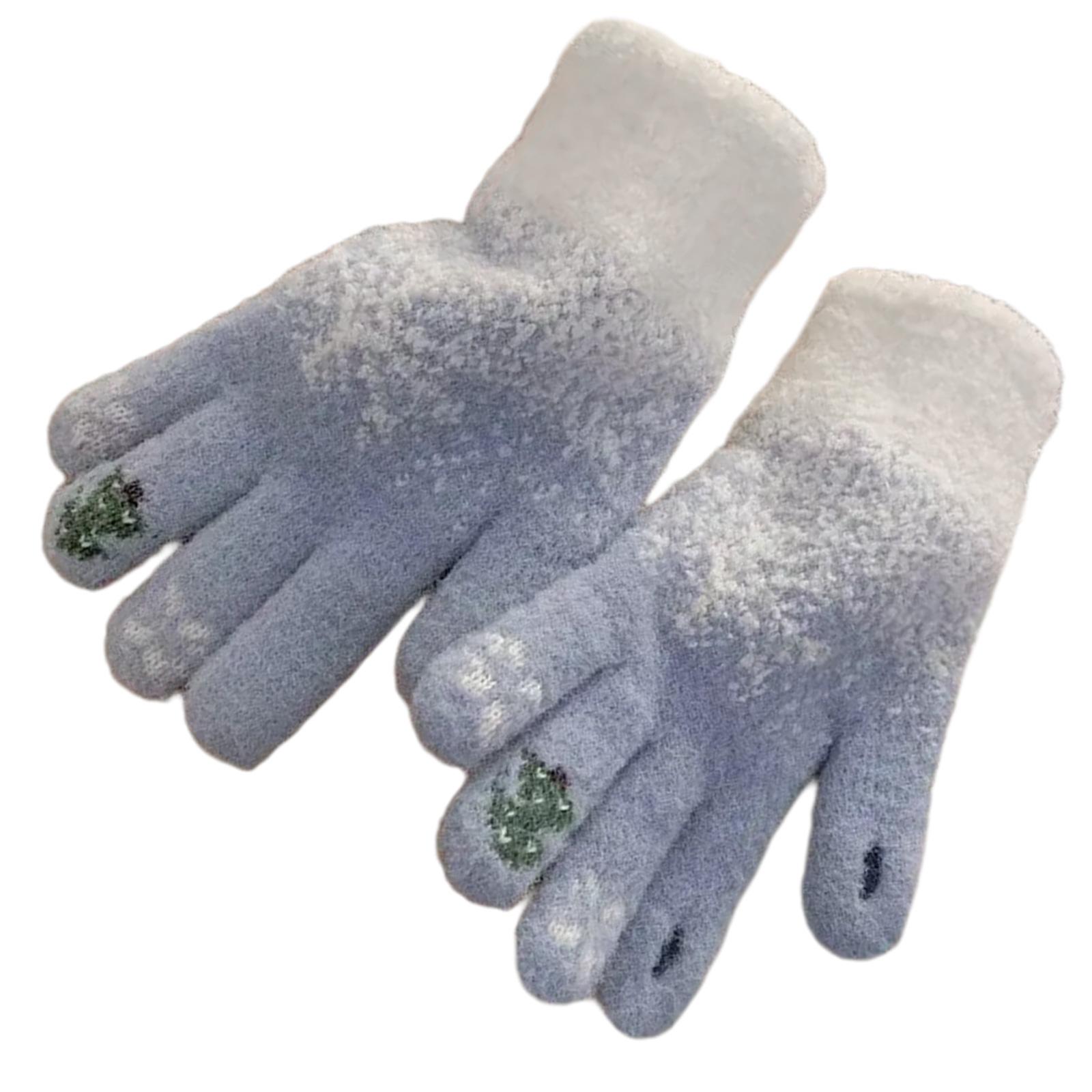 

Thicken Lining Gloves for Adult Kids Winter Warm Gloves Christmas Theme Mittens Screentouch Gloves for Outdoor Activity синий