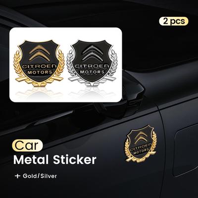 2Pcs Car Style Body Trunk Decoration Sticker 3D Metal Emblem Stickers For C1 DS3 C2 C3 Vts C4 Saxo C4L C5 C6 C8 Xsara C3