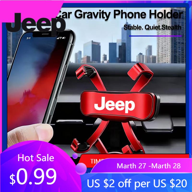 Per Jeep Supporto per Telefono Auto Clip per Bocchetta d'Aria Supporto Accessori Per Jeep Wrangler JL JK Renegade Grand Compass Gladiator Cher blu