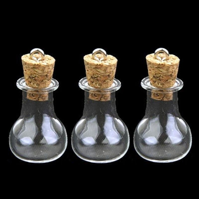 10Pcs Mini Clear Glass Bottles Empty Balls Message Dry Flower Vial Pendant