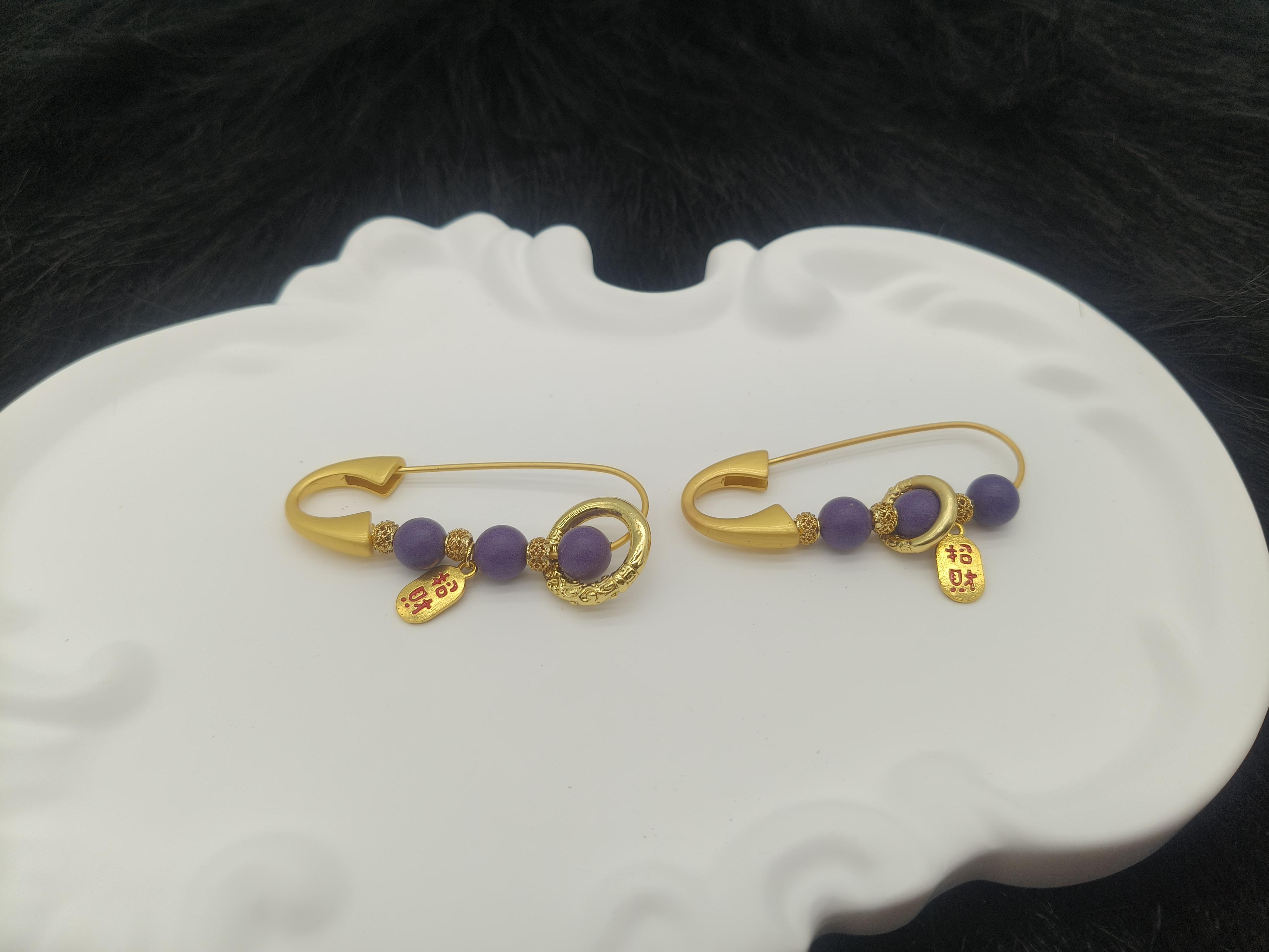 Purple-Gold Fortune Zen Calm Incense Brooch