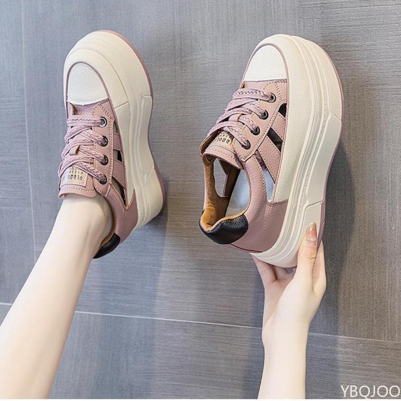 Fashion Summer new hollowed out interior height increasing casual sandals for women with sloping heels simple comfortable women's shoes