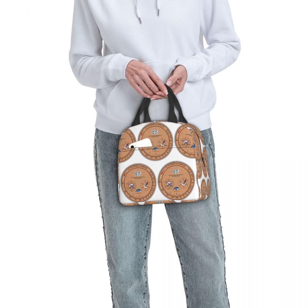 Lange & Sohne Datograph Dial Insulated Lunch Bag for Women Children Portable Food Boxes Thermal Lunch Box Tote