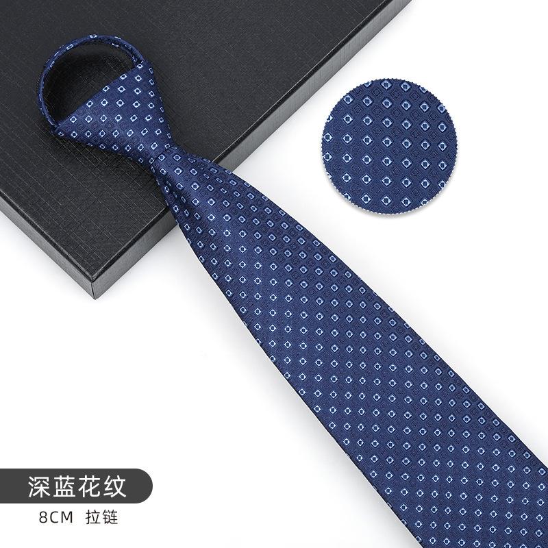 Business Blue Formal Tie Zipper Groom Wedding Korean Version Narrow Lazy Without Striped Bow Tie Plaid