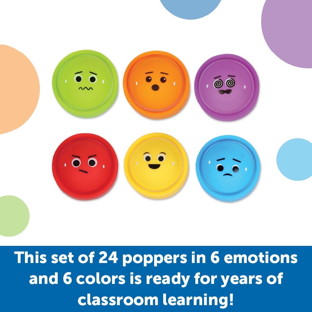 Learning Resources Emotion Fidget SEL Authentic Poppers, Rainbow, 24-Piece Set, LER5572,