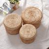 Handmade Woven Woven Storage Basket Round Shape Natural Straw Straw Storage Box Rustic Style With Lid Cosmetic Storage Container