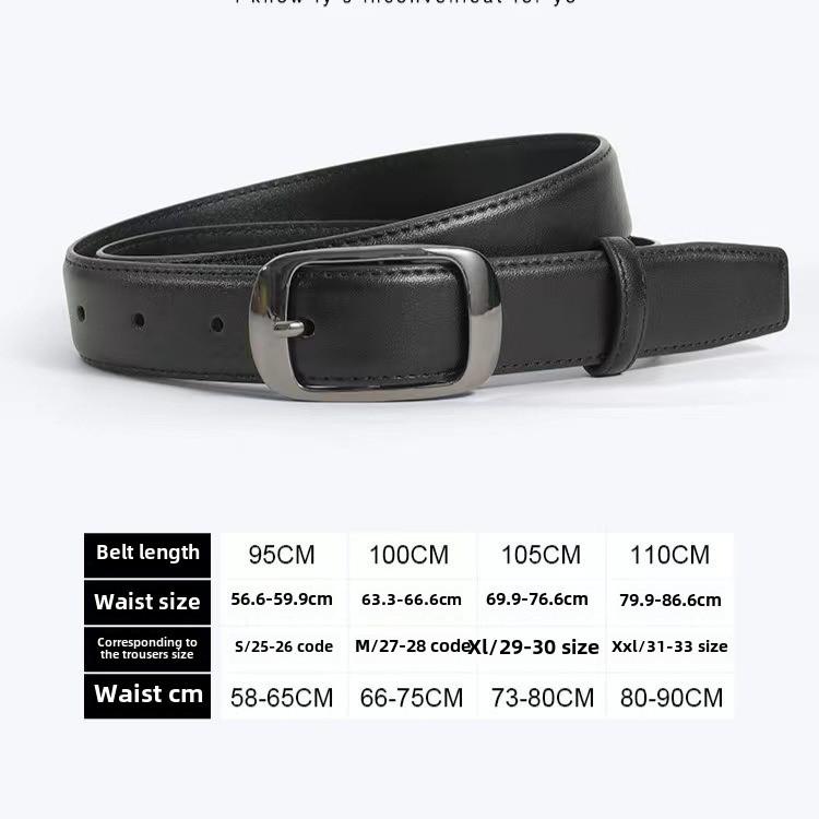 Women's Genuine Leather Belt: Stylish, Versatile Buckle, High-Grade Design for Jeans, Simple Cowhide.