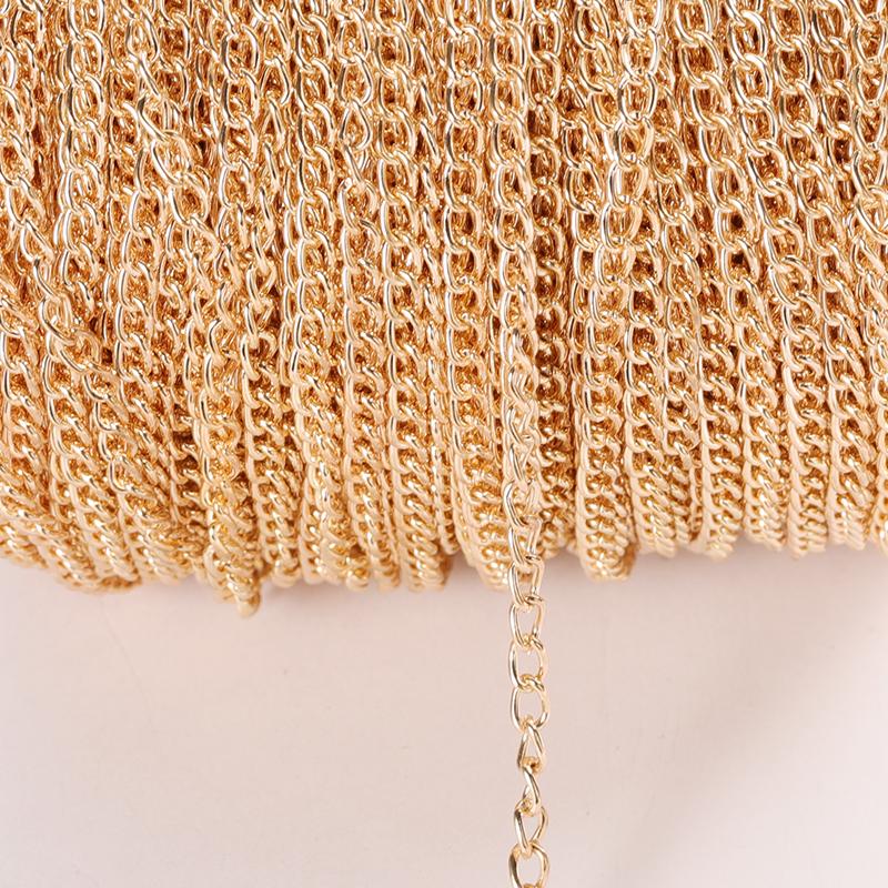 2 Meter flache 2,5/3,5/4,5 mm Verlängerungskette aus Metallgliedern, Schmuckherstellung, DIY-Halskettenzubehör, Komponenten, Großhandel