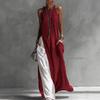 Polyester Splicing Sleeveless Loose Casual Dress With Pockets For Travel And Beach Use