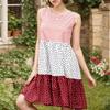 ZANZEA Women Summer Round Neck Loose Sleeveless Polka Dot Print Dress