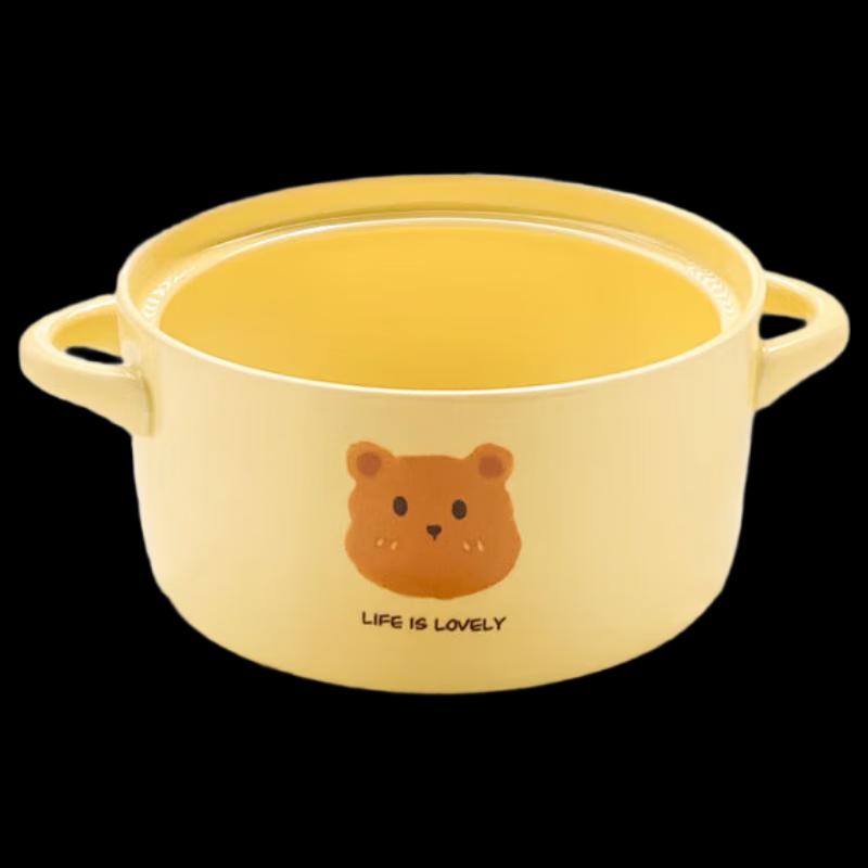 Linpan Cream Bear Ceramic Noodle Bowl Set