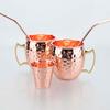 Moscow Mule Mug Set with Straw Copper Plated Hammered 350ml - 304 Stainless Steel Mini Cups with Gift Box for Bar and Home
