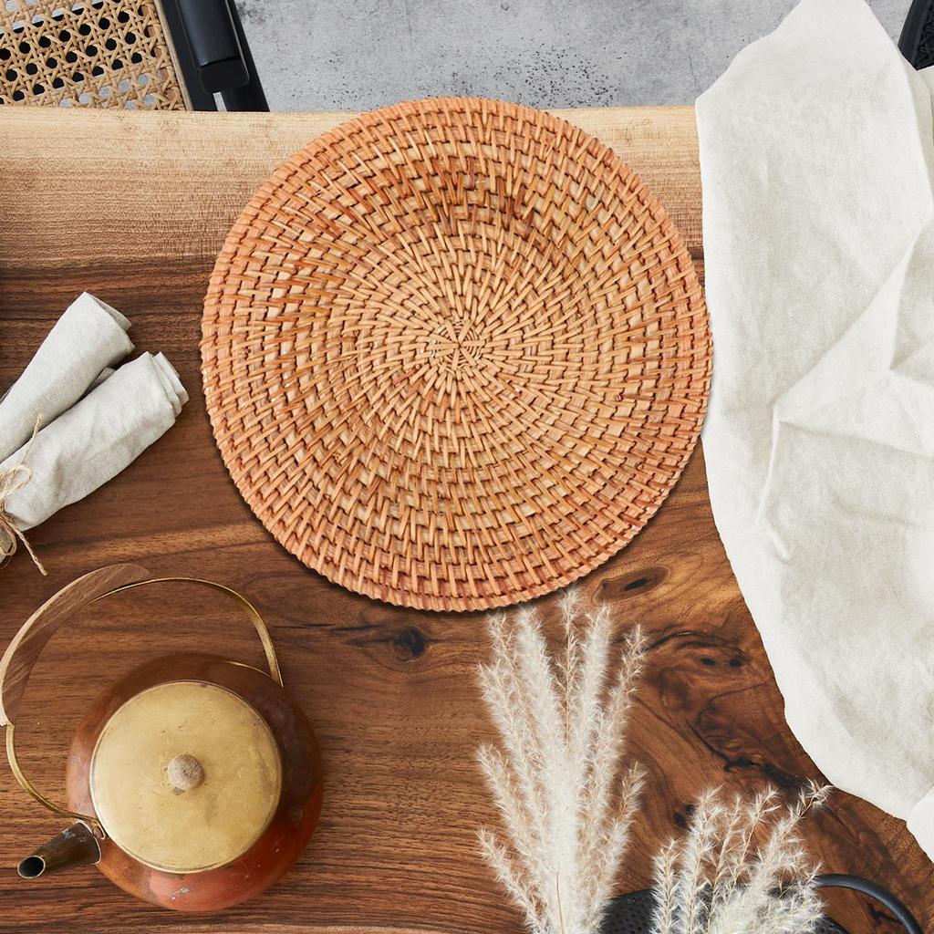 Kulaté ratanové prostírání Coaster Ručně tkané tepelně izolační podložky pro venkovní kempování