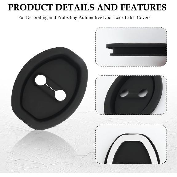 4PCS Door Latch Lock Cover,Silicone Door Latch Guard Car Decorations&Protects Door Latches,Universal Self-Adhesive Door Lock Latch Protector Car