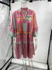 2023 European & American Autumn V-Neck Print Dress with Three-Quarter Sleeves for Women