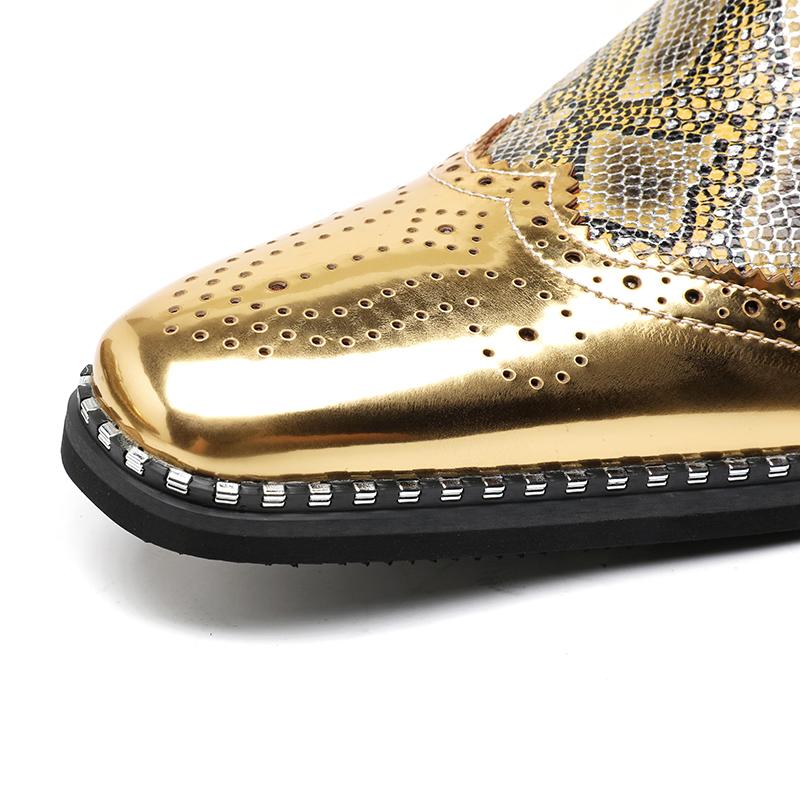 Fashion Snakeskin Grain Formal Shoes Leather Oxfords for Men Dressing Wedding Men's Brogues Office Shoes Lace Up Male Zapatos De Hombre