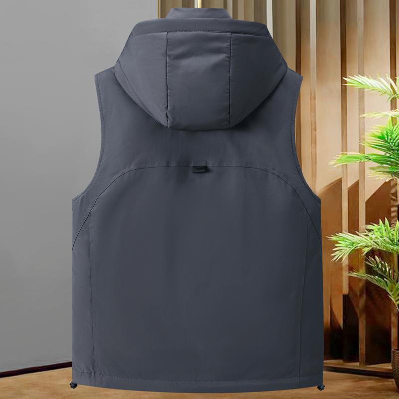 Nadměrné velikosti L-8XL Módní zimní pánské kabáty Vodotěsná teplá vesta Ležérní silné bundy bez rukávů s kapucí