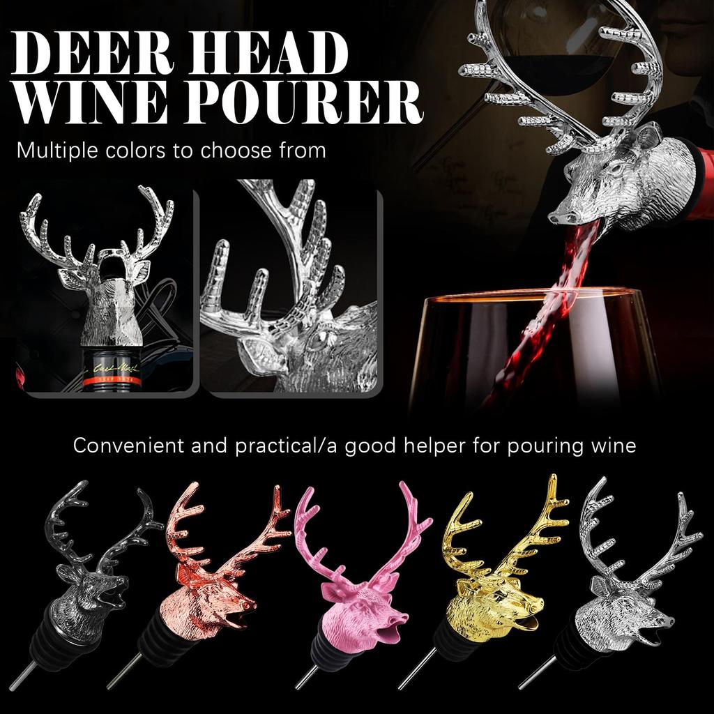 Deer Head Wine Pourer, Alloy Fancy Wine Pourer, Deer Head Spout, Animal Head Wine Infuser.
