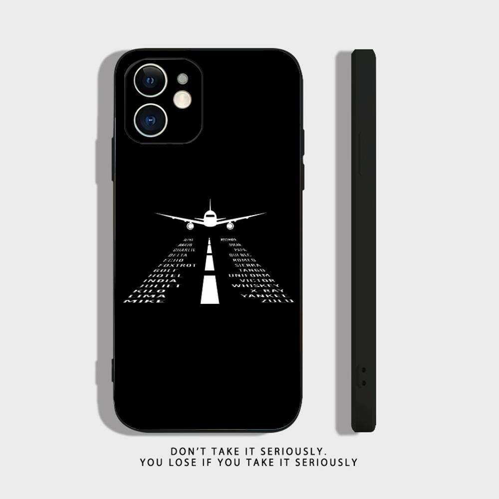 Premium Airplane Pattern Phone Case For iPhone 16,15,14,13,12,11,Pro,X,XS,Max,XR,Plus,Mini Soft Silicone Black Shockproof TPU