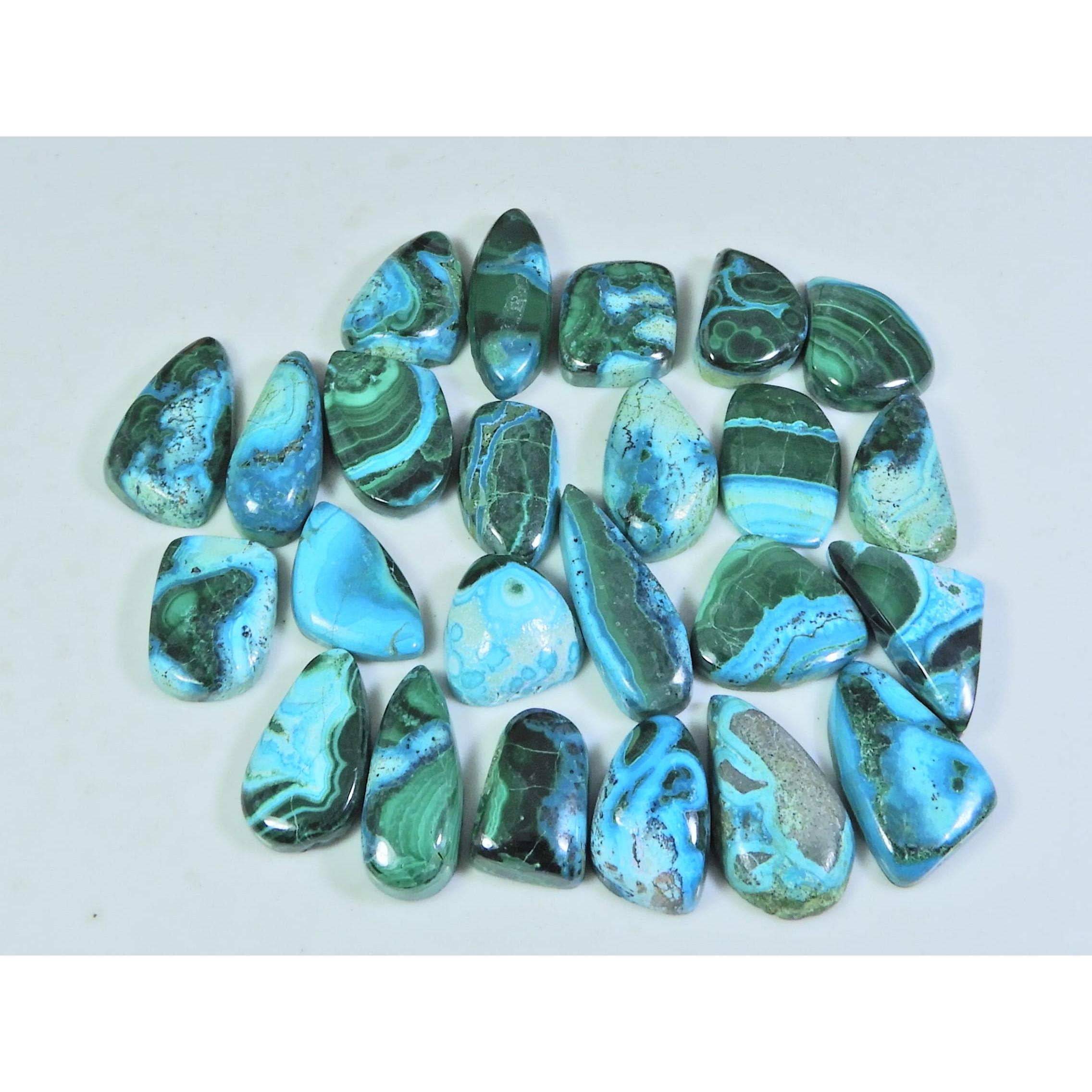 

11X14-11X20ММ Натуральная Хризоколла Малахит Фантазийные Кабошоны Драгоценные Камни 24 шт. Лотом C-153