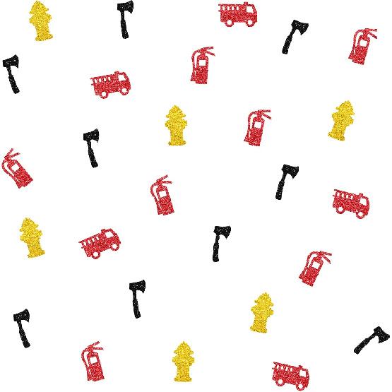 120 Fire Truck Confetti, Firefighter Table Confetti, Red Glitter Fire Truck Cut Outs, Firefighter Paper Scatters for Fireman Birthday/Baby Shower