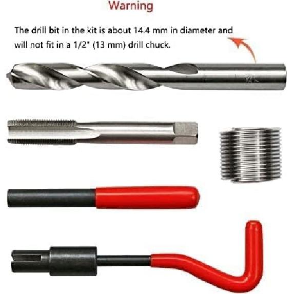 14Pcs Thread Repair Kit M14 X 1.5Mm Metric Thread Repair Ert Kit Compatible Hand Tool Set For Auto Repairing (M14-1.5)
