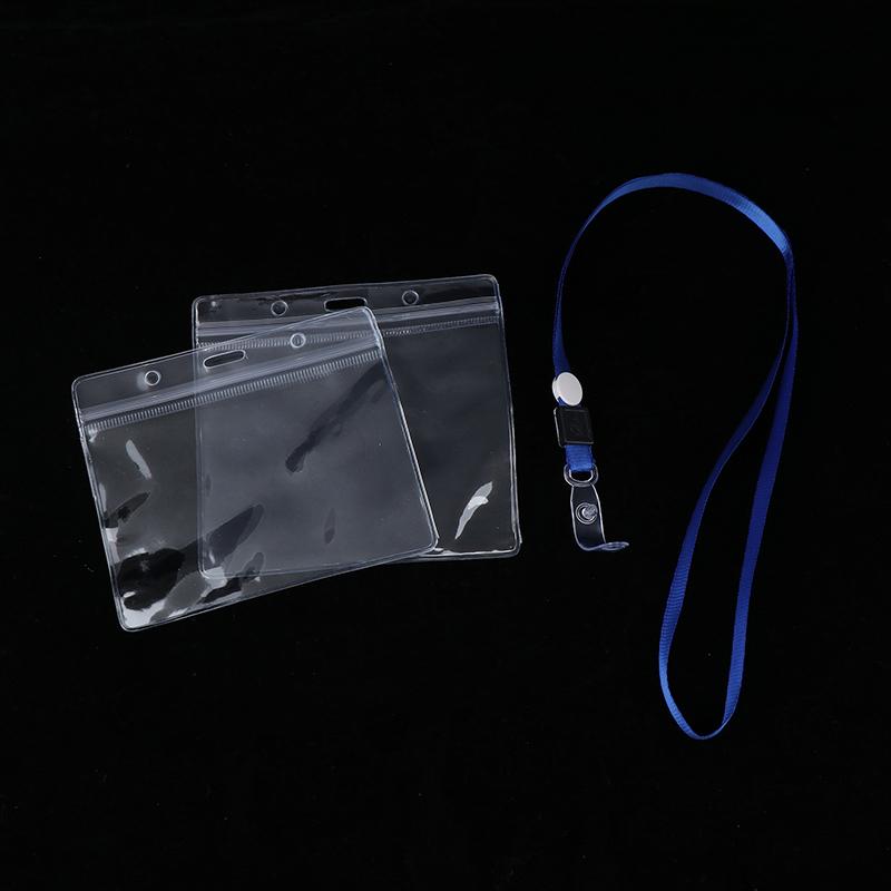 20Pcs Waterproof Sleeve Pouch With Sealing Strip Lanyards Id Badge Holder Plastic Protector Case Clear Pvc Name Plate Card Bag