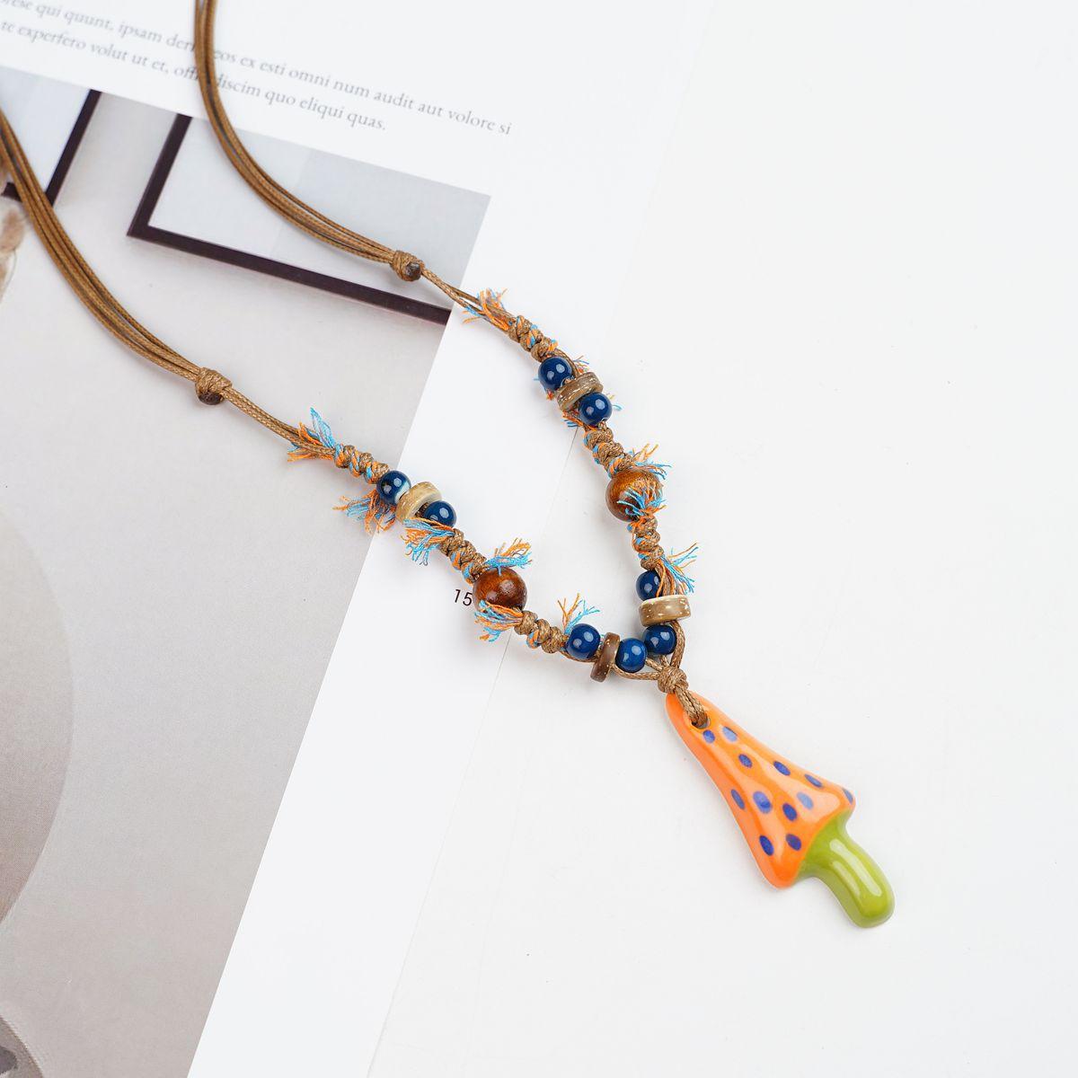 Jingdezhen Dopamine-Colored Spring/Summer Women s Necklace Sporty Plant Design Long Braided Bamboo Chain Sweater Chain