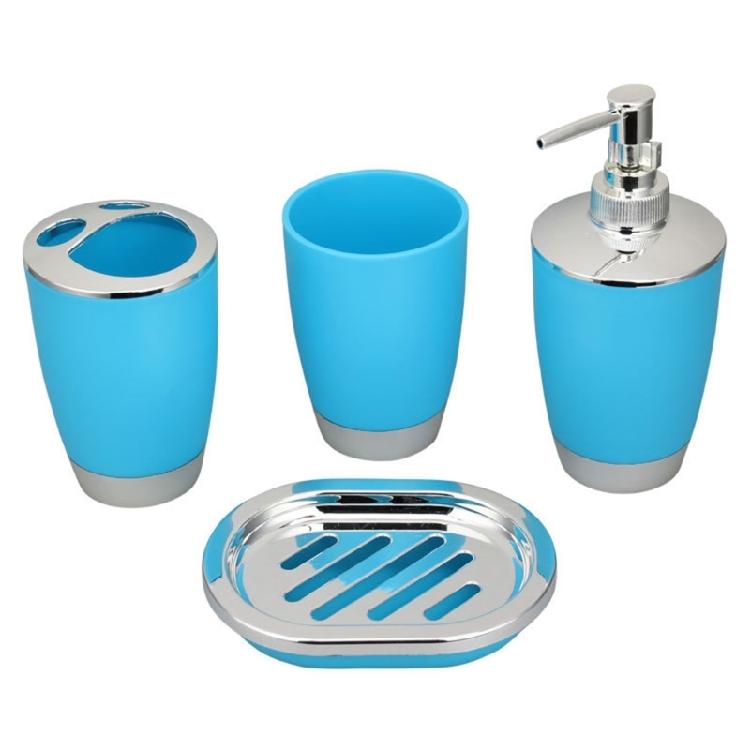 4PCS Complete Bathroom Accessories Storage Set Plastic Container For Soap Toothbrush Cup Soap Dispenser