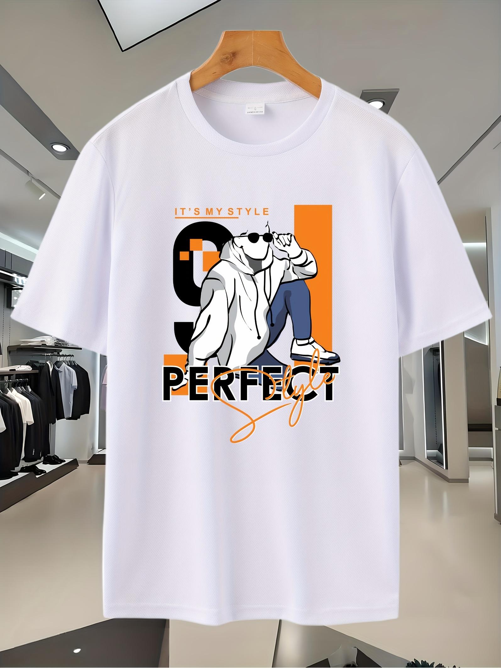 

38C Breathable Moisture-Wicking Athletic T-shirt - White with Bold Orange IT s MY STYLE Graphic Print M