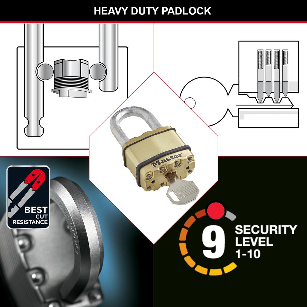 Master Lock Heavy Duty Laminated Steel Padlock with Brass Finish, Key