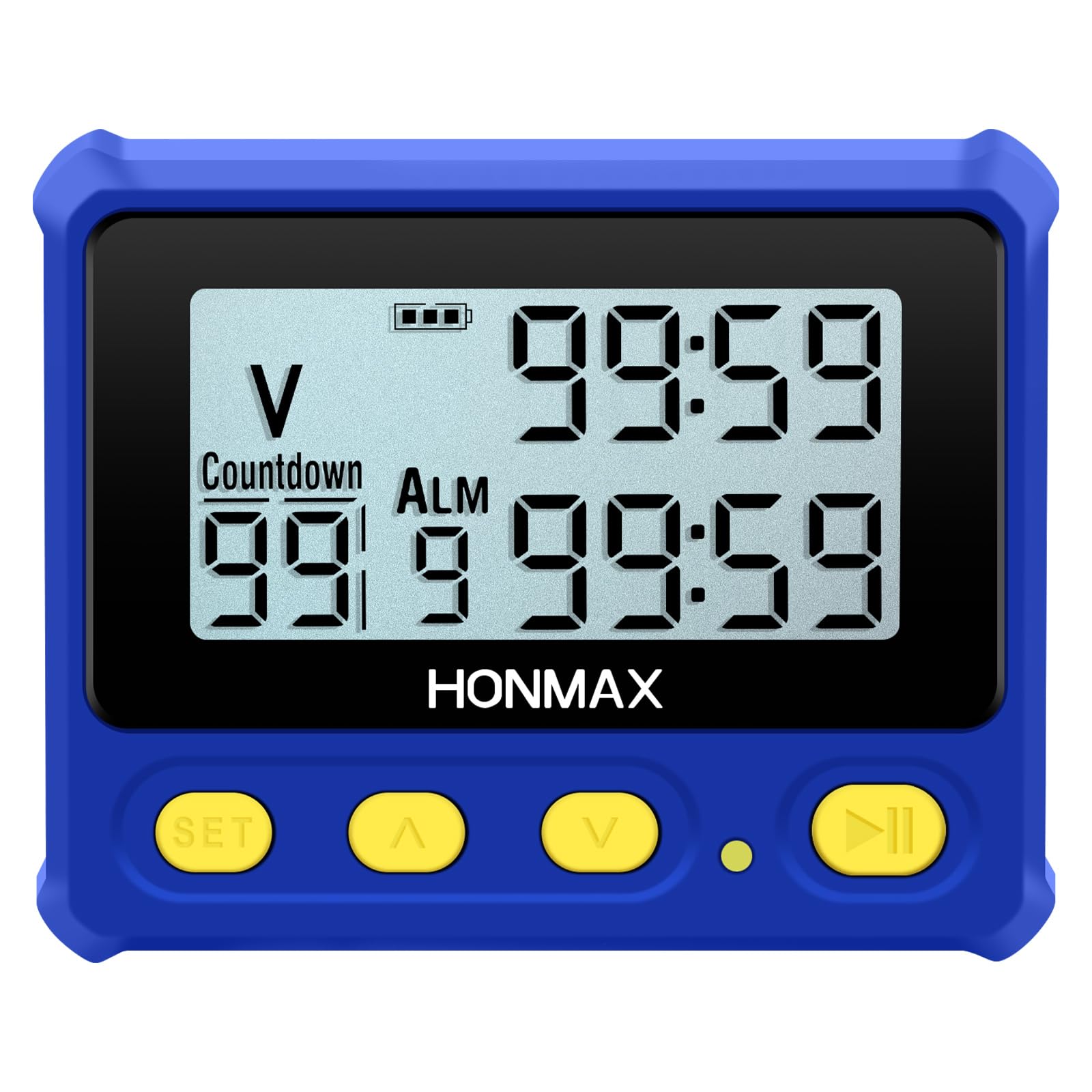

Interval timer and stopwatch, backlight, USB-C charging, clockblue