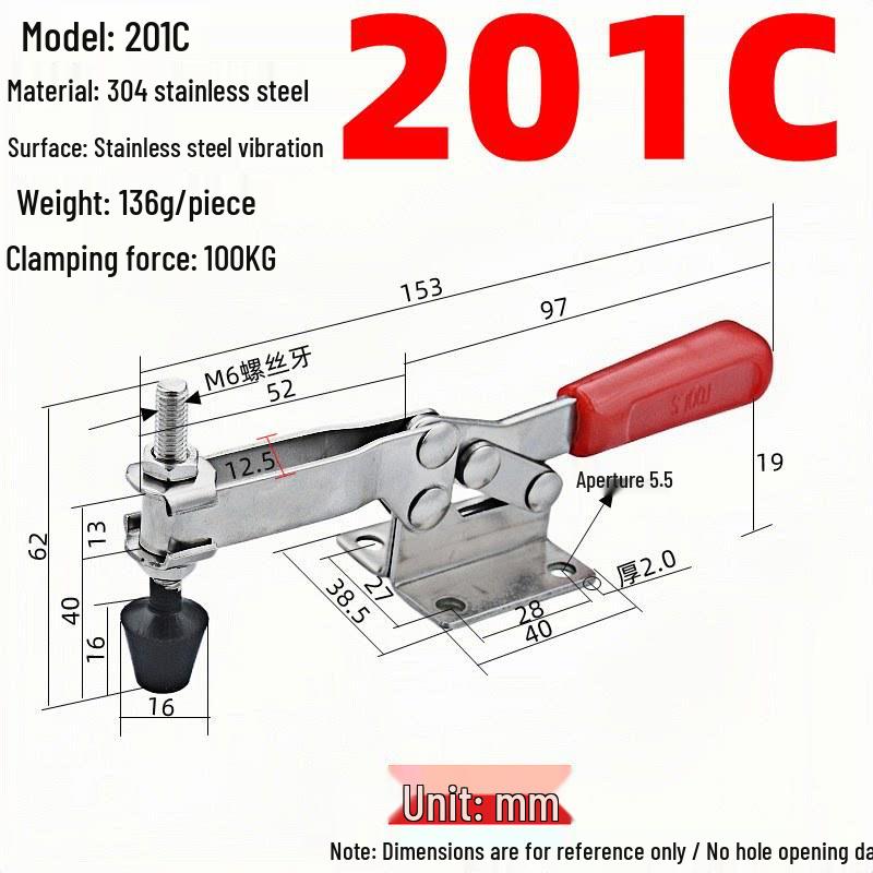 304 Stainless Steel Horizontal Toggle Latch Clamp GH-201