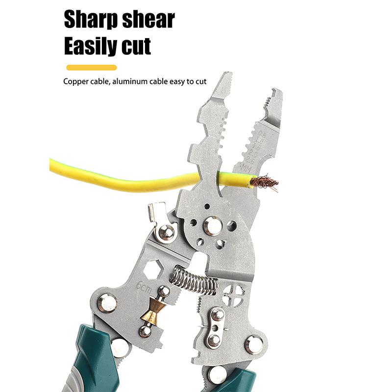 1Pcs Multifunctional Foldable Wire Stripper Crimper Cable Cutter Pliers Electrician Cable Cutting Wiring Pulling Stripping Tools