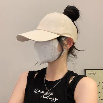 1pc Plain Solid Color Back Open Ponytail Baseball Cap, Women Fashion Sports Peaked Hat, Outdoor Sun Protection Hat