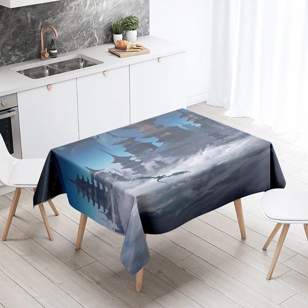 Sci-Fi Tablecloth Camping Party  Stain Resistant Waterproof Rectangular Kitchen Dining Table Home Decor