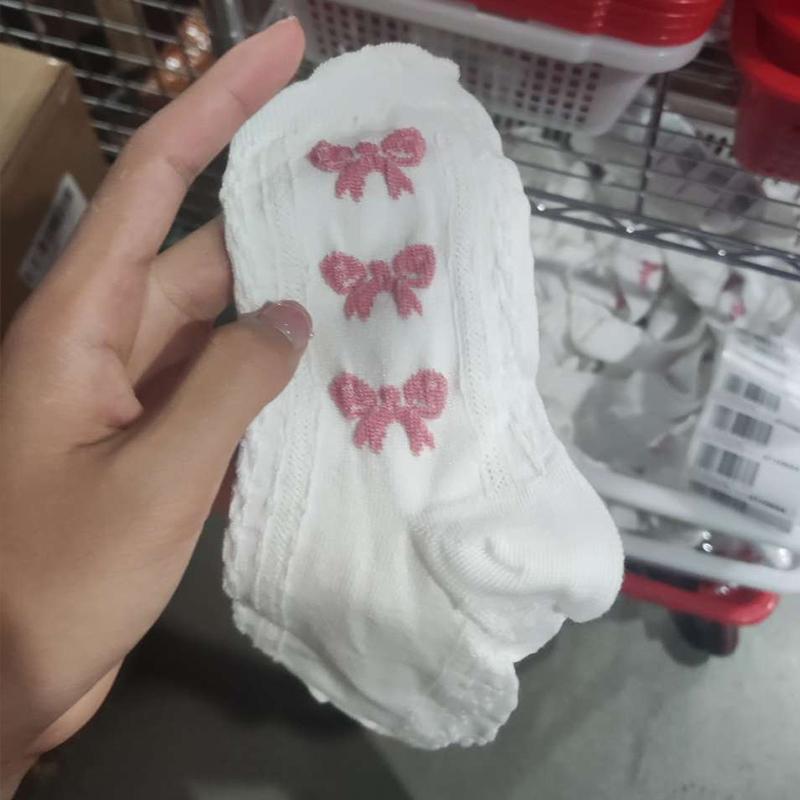 Chaussettes blanches simples, polyvalentes, jolies, nœuds papillon, petites fleurs, chaussettes tube moyennes pour femmes, Kawaii Harajuku Jk Lolita, chaussettes en coton pour filles