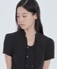 Mausolleum String Tie Double Button Blouse - Black
