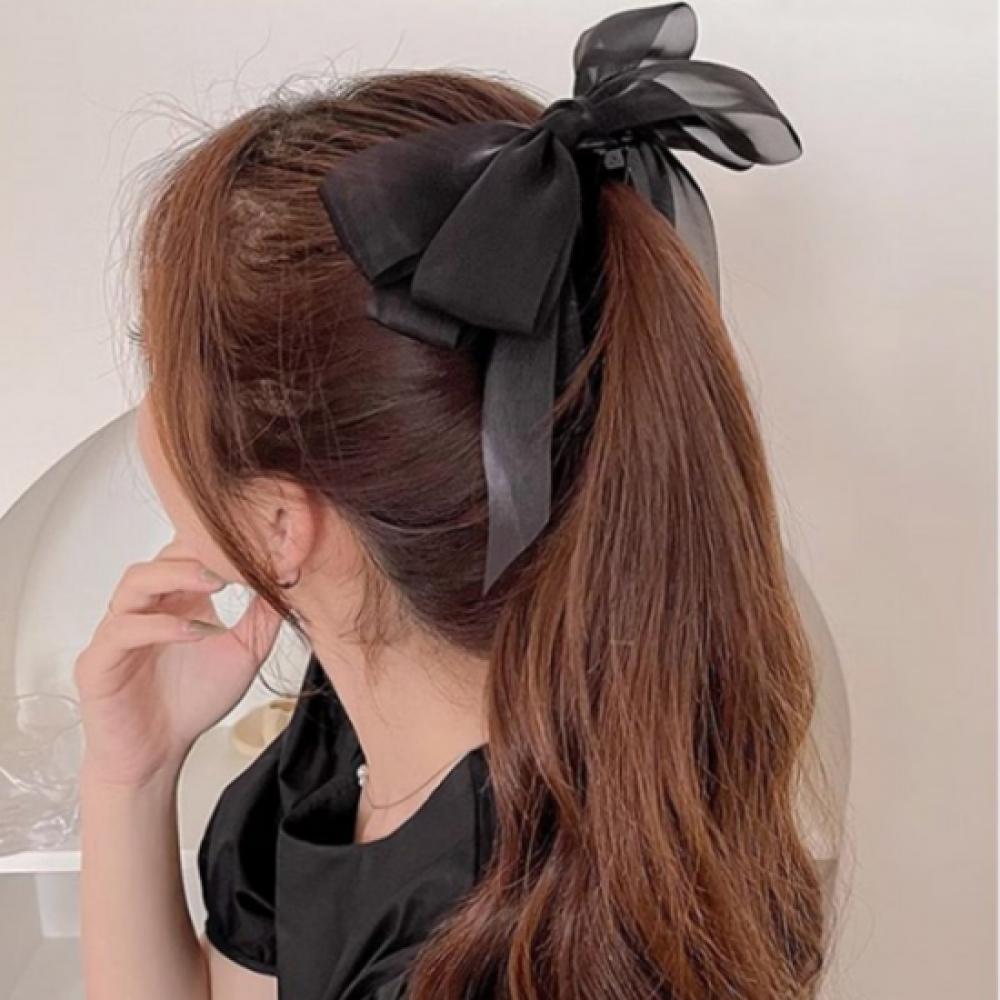 New Arrivals Open Run Banana Pin Ballet Core Big Size Chiffon Ribbon Hair Clip